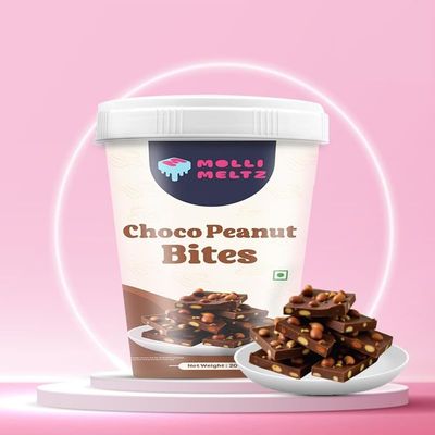 MOLLIMELTZ Choco Peanut Bites | Milk Chocolate Chikki | Delicious Peanut Snack Coated in Smooth Chocolate | Ideal for Guilt-Free Snacking | Convenient Snack Option for All Ages 200 Gms