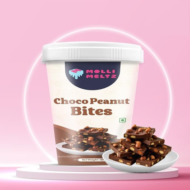 MOLLIMELTZ Choco Peanut Bites | Milk Chocolate Chikki | Delicious Peanut Snack Coated in Smooth Chocolate | Ideal for Guilt-Free Snacking | Convenient Snack Option for All Ages 200 Gms