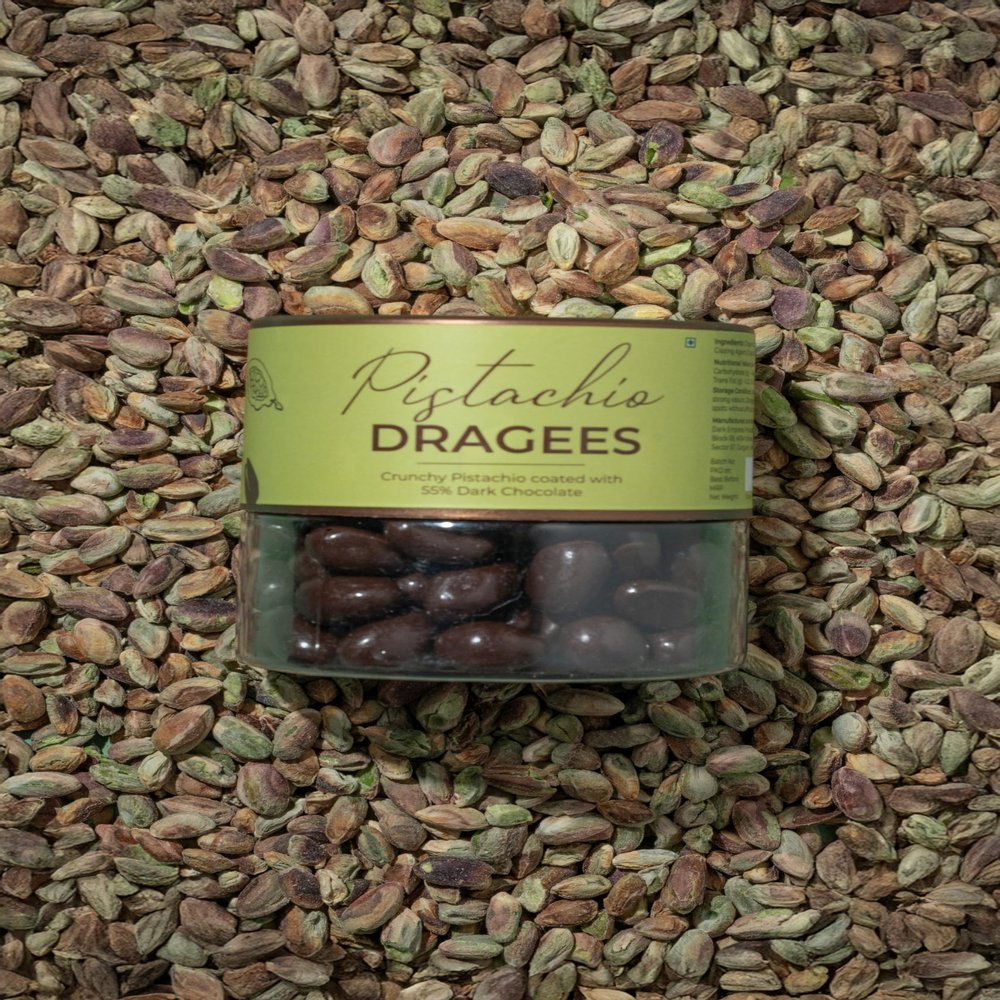 Mabon Pistachio Chocolate Dragees (120g) | Premium Chocolate-Coated Pistachios | Organic Cacao | No Refined Sugar | Indian Artisanal Chocolates