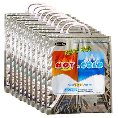Take Away Hot and Cold Small Bag for Food Storage, Reusable Thermal Bag, Aluminium Foil bag (3 Layer Protection, Size  35 x 30 cm) (Pack of 10 bags)