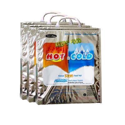 Take Away Hot and Cold Small Bag for Food Storage, Reusable Thermal, Aluminium Foil (3 Layer Protection, Size  35 x 30 cm) (Pack of 3)