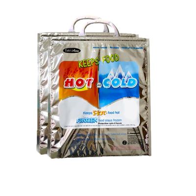 Take Away Hot and Cold Small Bag for Food Storage, Reusable Thermal, Aluminium Foil Bag (3 Layer Protection, Size  35 x 30 cm) (Pack of 2 s)