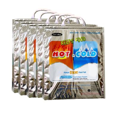 Take Away Hot and Cold Small Bag for Food Storage, Reusable Thermal Bag, Aluminium Foil bag (3 Layer Protection, Size  35 x 30 cm) (Pack of 5 Bags)