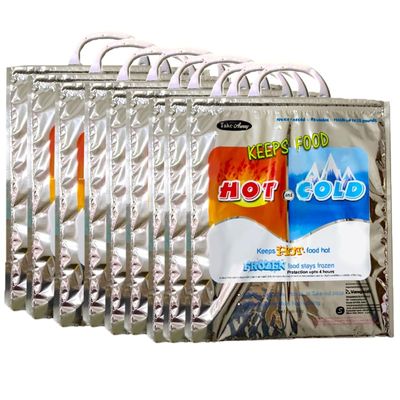 Take Away Hot and Cold Small Bag for Food Storage, Reusable Thermal, Aluminium Foil Bag (3 Layer Protection, Size  35 x 30 cm) (Pack of 9)