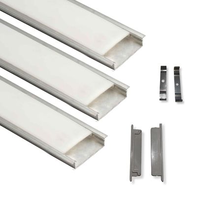 Abaj Lighting (50x12mm) LED Strip Light 1Meter Aluminium Rectangular Conciled Profile Light Channels with Diffused Cover, End Caps and Mounting Clips Without LED Straight Linear - Pack of 3