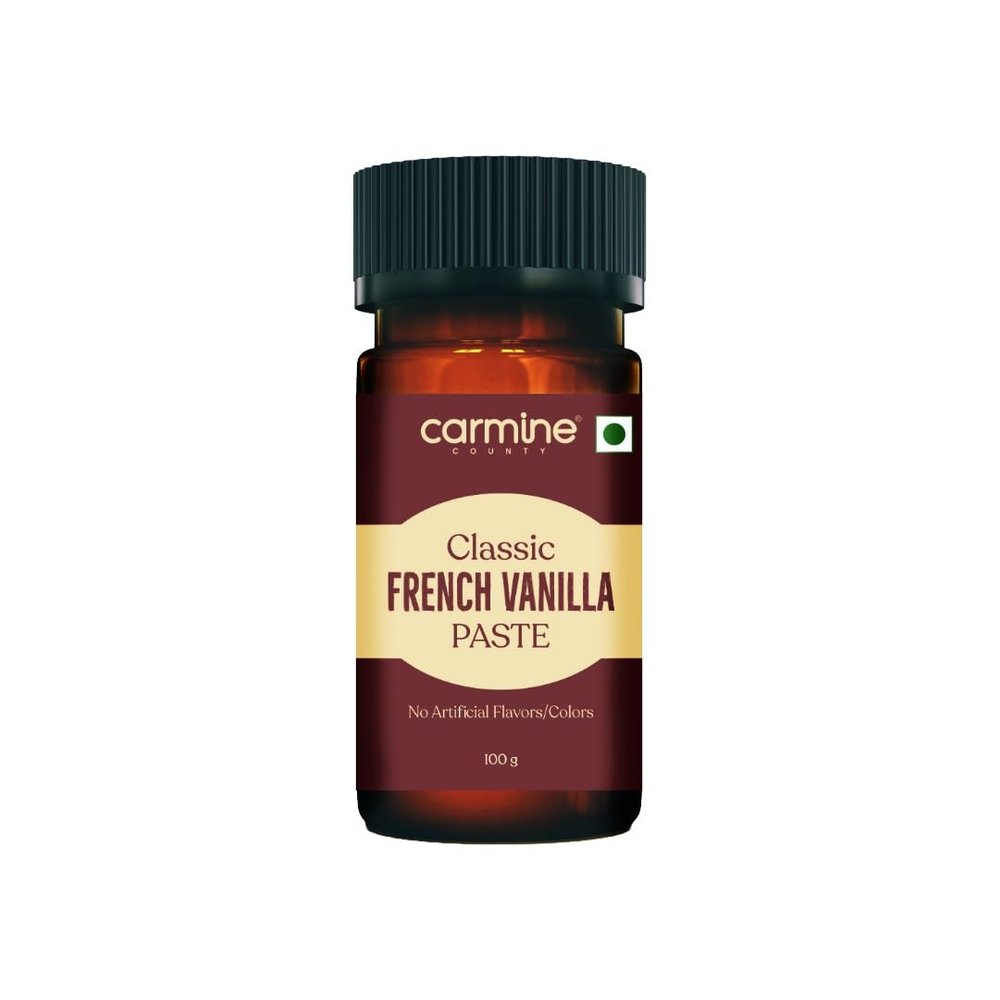 Carmine County Classic French Vanilla Bean Paste | 100g | Gourmet Baking Essential | Rich Flavour | All Natural Vanilla with Real Bean | Premium Vanila for Baking, Desserts, Ice Cream & Beverages