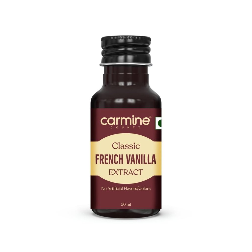Carmine County Classic French Vanilla Extract, 50ml | Pure & Natural | Premium Vanilla Flavoring for Baking, Desserts, Cakes, Ice Creams, Pastries, Coffee, Cookies & Beverages | No Artificial Additives or Colors