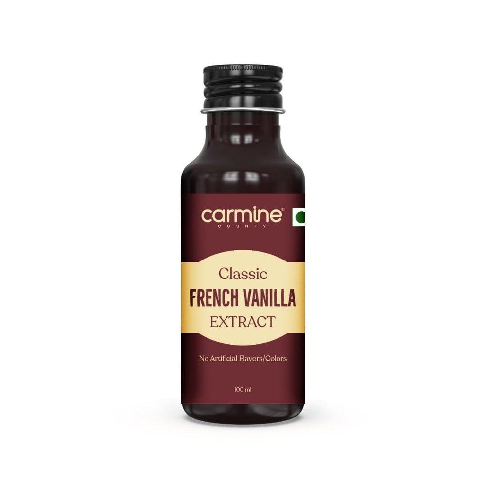 Carmine County Classic French Vanilla Extract 100ml | Premium Natural Vanilla Essence for Cakes, Cookies, Ice Cream, Baking, Cooking & Desserts | No Sugar, No Preservatives