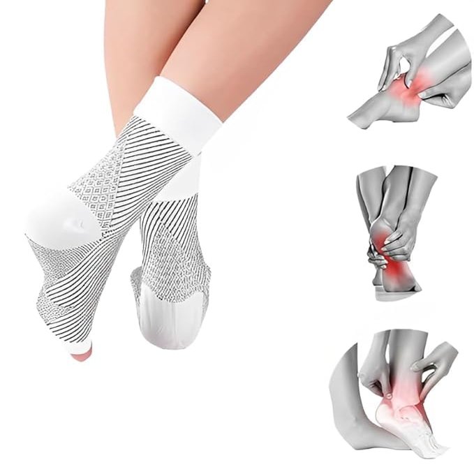 Ankle Compression Socks - Foot & Ankle Swelling,Pain Relief & Arch Support for Men and Women (Pack of 2) ((S))