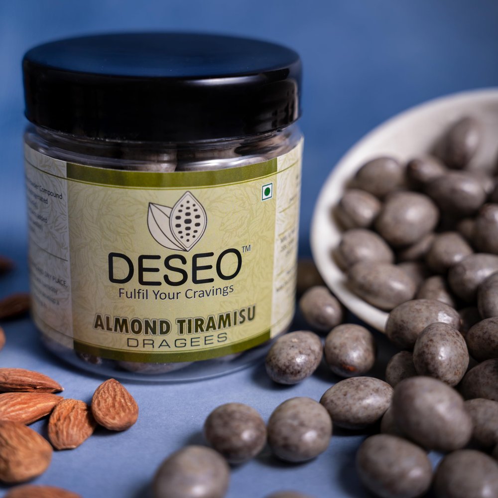 DESEO Almond Tiramisu Dragees, Chocolate Coated Almonds, Premium Confectionery (PACK OF 1)