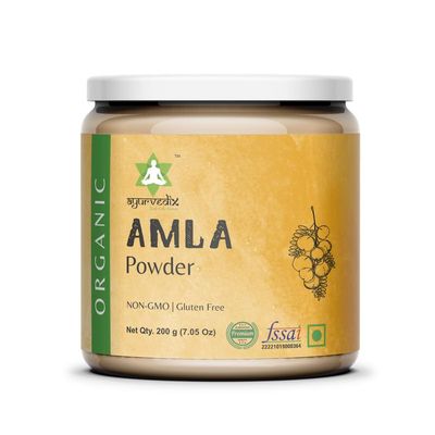 Ayurvedix Organic Amla Powder | Indian Gooseberry Powder (Malanelli, Amalakkamu, Usirikai) | No Added Preservatives | Ideal for Hair, Skin, Drinking & Eating | Gastric Comfort | 200g Each Pack of 3