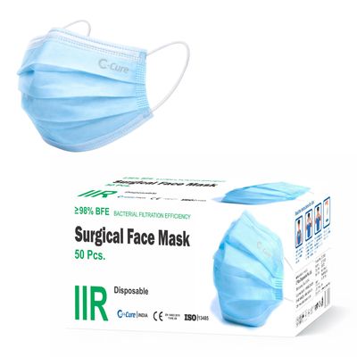 C-Cure 3 Ply Surgical Face Mask Pack of 200 IIR | Disposable Non Woven Breathable Face Mask with Nose Clip & Soft Earloop | Daily Use for Men Women Office Travel Pollution | Blue