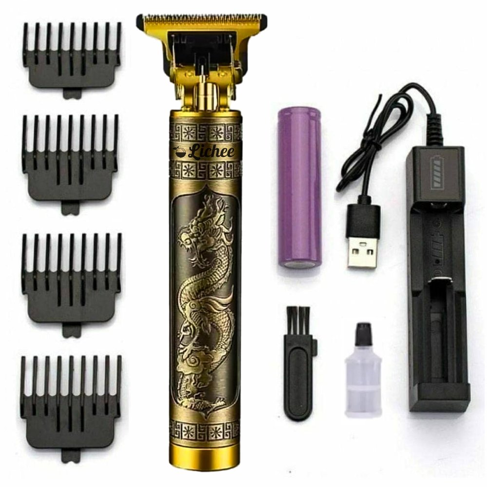 Lichee Beard Trimmer For Men Mustache, Head, Body Grooming Professional Hair Clipper Rechargeable Hair Trimmer, Close Cut Precise Hair Machine, Body Trimmer, Gold