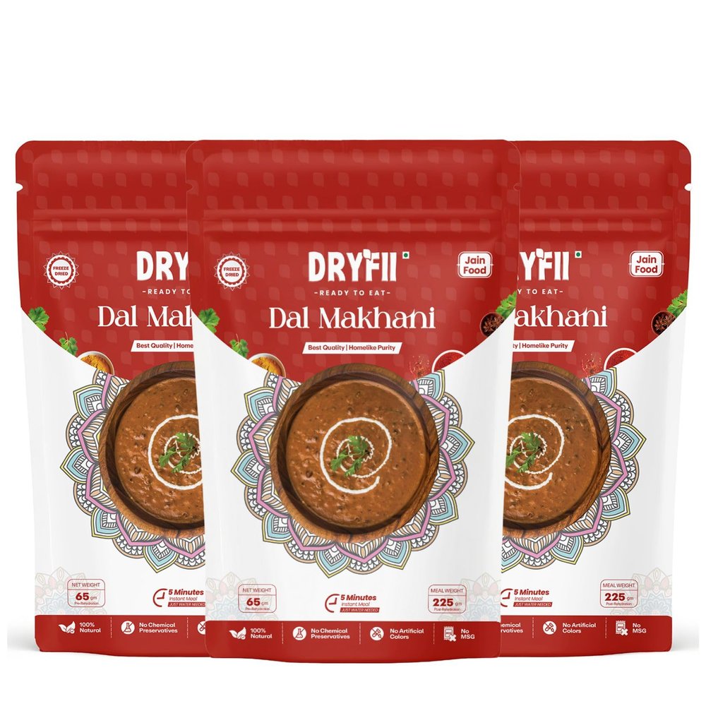 Dryfii Ready-to-Eat Instant Jain Dal Makhani | Pure Veg | Freeze Dried | No Onion, No Garlic | Rehydrated Weight 675 g