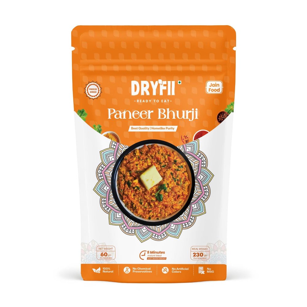 Dryfii Ready-to-Eat Instant Jain Paneer Bhurji | Pure Veg | Freeze Dried | No Onion, No Garlic | Rehydrated Weight 230 g