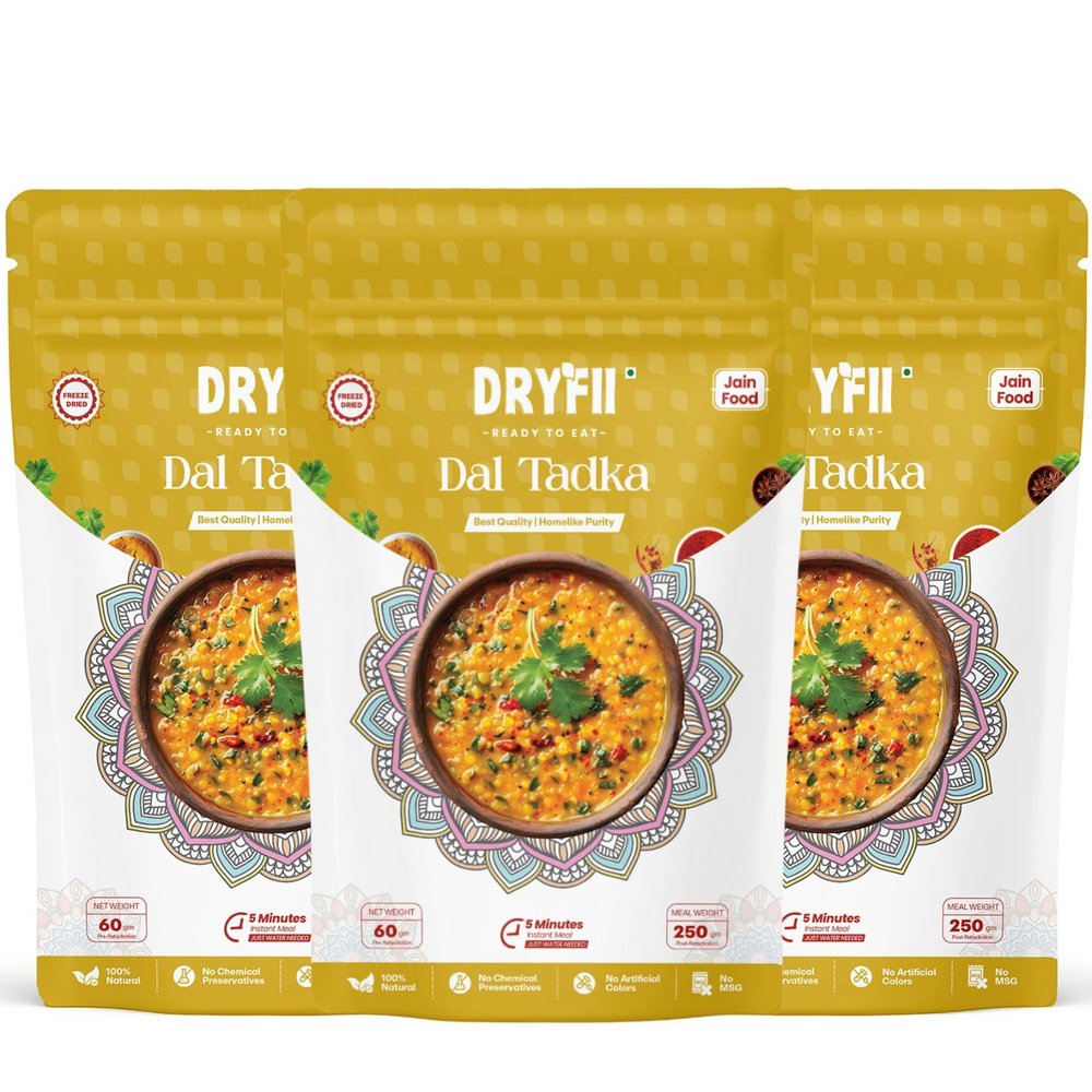 Dryfii Ready-to-Eat Instant Jain Dal Tadka | Pure Veg | Freeze Dried | No Onion, No Garlic | Rehydrated Weight 750 g