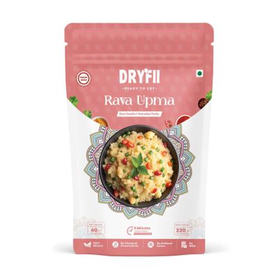 Dryfii Ready-to-Eat Instant Jain Upma | Pure Veg | Freeze Dried | No Onion, No Garlic | Rehydrated Weight 220g