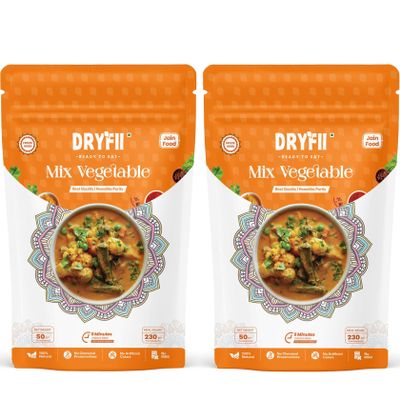 Dryfii Ready-to-Eat Instant Jain Mix Vegetable | Pure Veg | Freeze Dried | No Onion, No Garlic | Rehydrated Weight 460 g