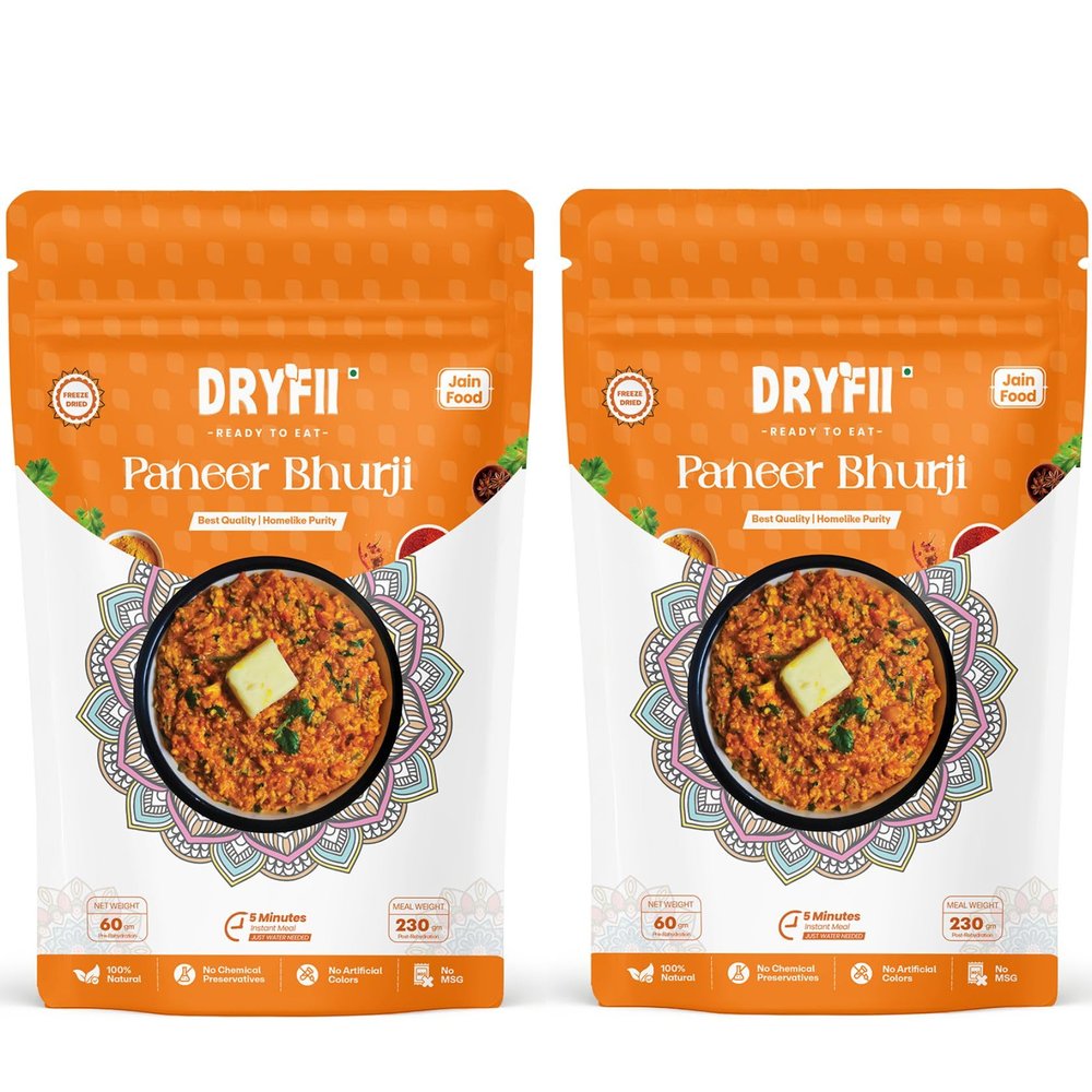 Dryfii Ready-to-Eat Instant Jain Paneer Bhurji | Pure Veg | Freeze Dried | No Onion, No Garlic | Rehydrated Weight 460 g