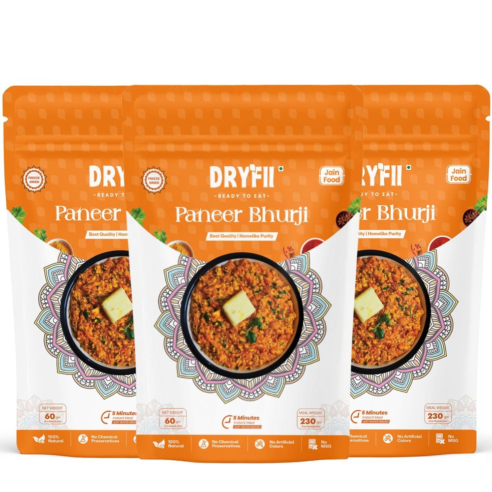 Dryfii Ready-to-Eat Instant Jain Paneer Bhurji | Pure Veg | Freeze Dried | No Onion, No Garlic | Rehydrated Weight 690 g