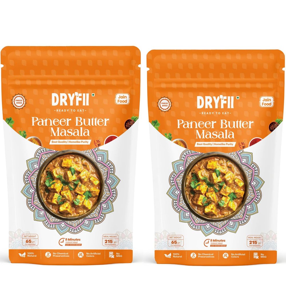 Dryfii Ready-to-Eat Instant Jain Paneer Butter Masala | Pure Veg | Freeze Dried | No Onion, No Garlic | Rehydrated Weight 430 g