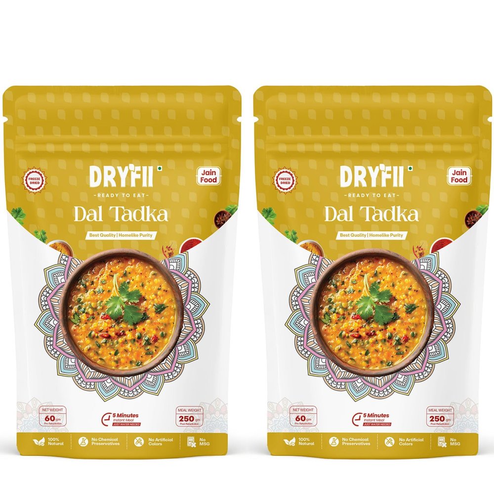 Dryfii Ready-to-Eat Instant Jain Dal Tadka | Pure Veg | Freeze Dried | No Onion, No Garlic | Rehydrated Weight 500g
