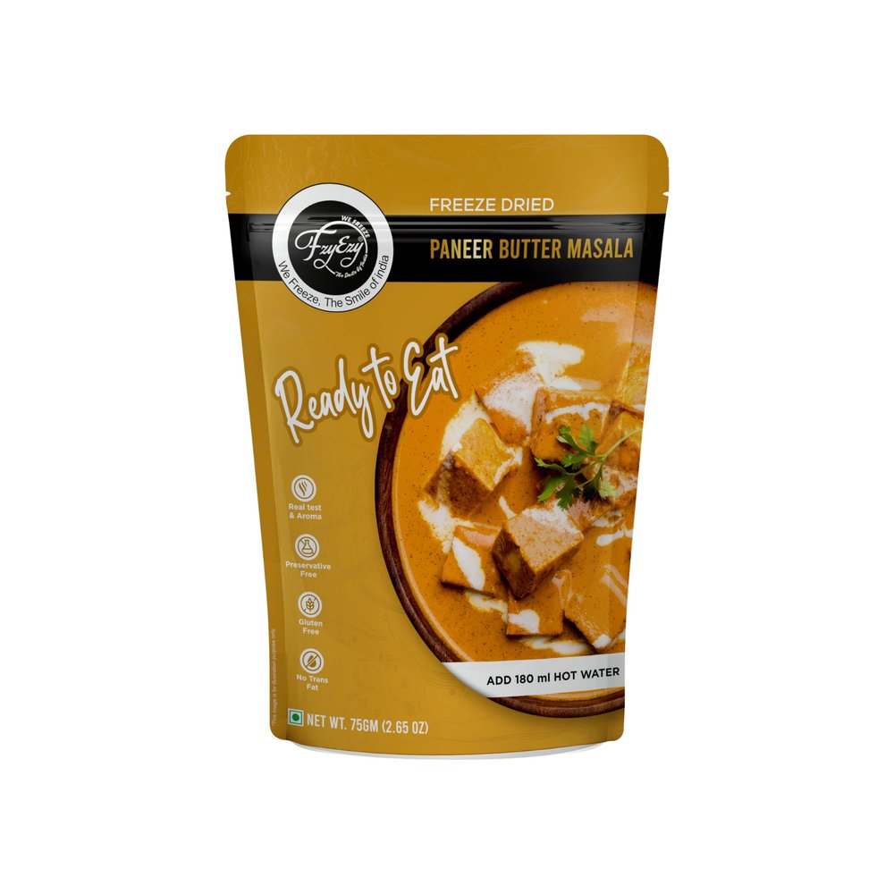 FzyEzy Freeze-Dried Paneer Butter Masala  Ready-to-Eat Indian Curry | Gluten-Free | Preservative-Free | Quick Meal Solution | Lightweight Travel-Friendly Pack | 75gm