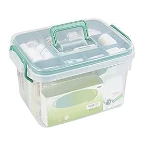 2heet Portable Emergency Medical Kit Storage Box with Locking Lid & Carry Handle for Home Travel Camping First Aid Organizer