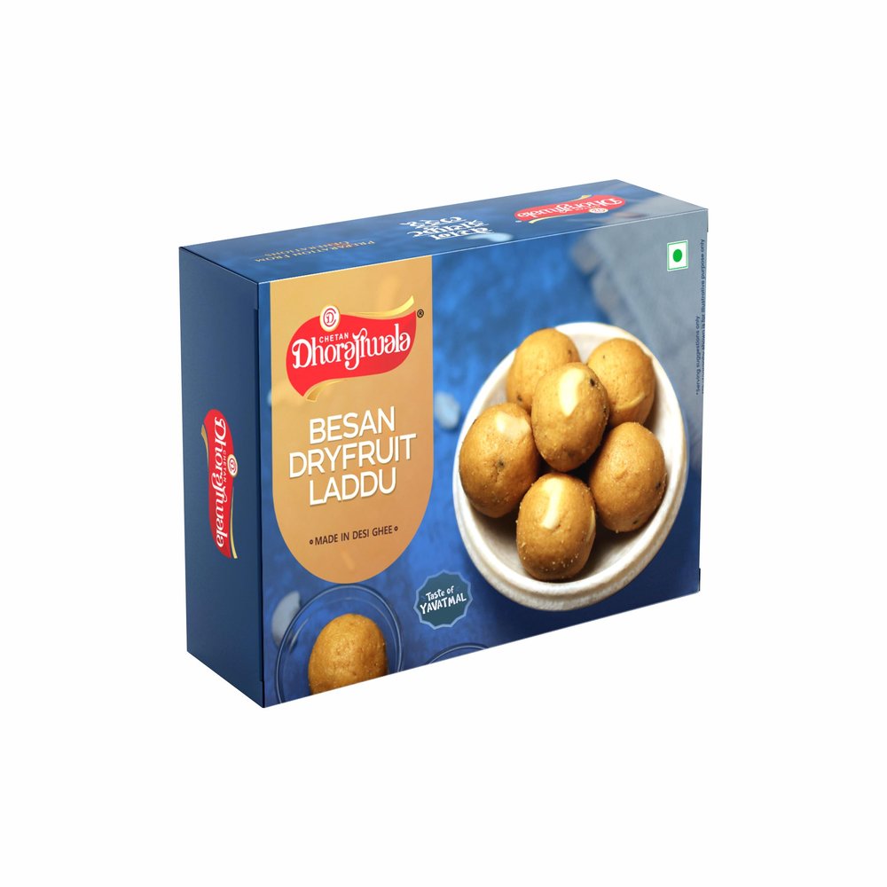 CHETAN DHORAJIWALA FOODS Besan Dryfruit Desi Ghee Laddu Traditional Indian Sweets | 200 G