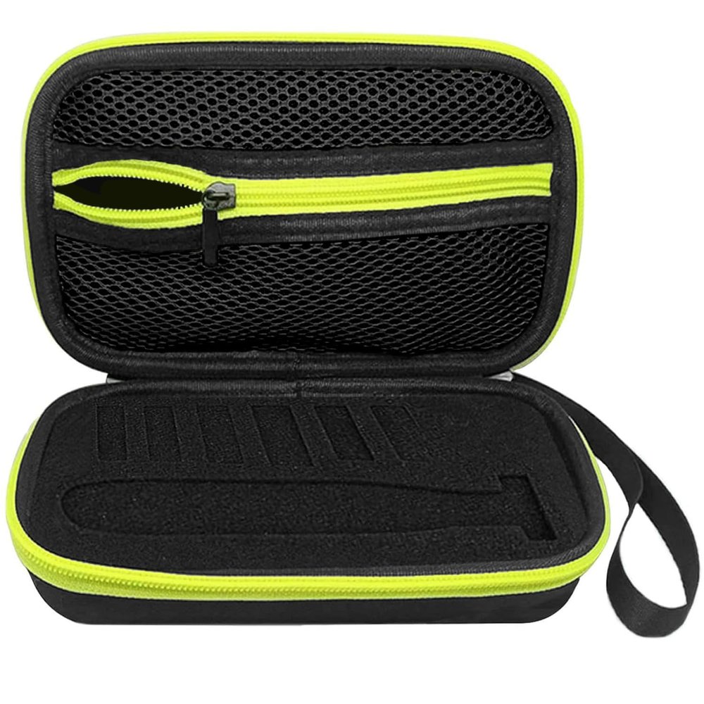 LinMei Storage Box Compatible with Philips Norelco OneBlade Trimmer QP2724/10 QP2520 QP2525 QP2530 QP2570 QP2620 QP2630 QP2834 Shaver Case Trimmer and Accessories Ideal for Travel (Black-Green)