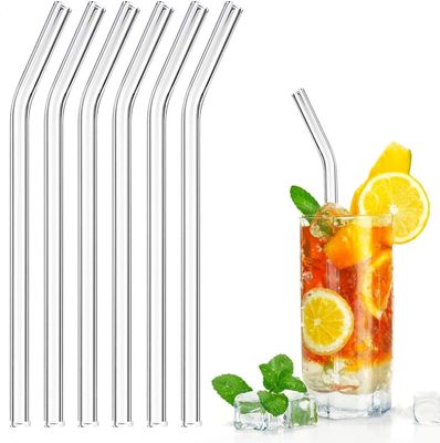 Bellemax Reusable Glass Straw Set 6,Ecofriendly Multiuse Drinking Straws, Cute Straws for Cocktails, Mocktails, Shakes & More Drinks (Transparent -06)