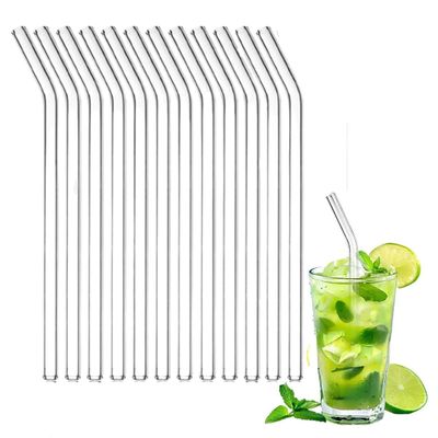 Bellemax Reusable Glass Straw Set 12,Ecofriendly Multiuse Drinking Straws, Cute Straws for Cocktails, Mocktails, Shakes & More Drinks (Transparent-12)