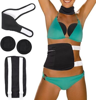 CASADELIGHT 4 Pack Castor Oil Pack Wrap, Reusable Organic Castor Oil Pack Kit Chests Waist and Neck Wrap for Liver Detox, Waist and Neck with Adjustable Elastic Strap Anti Oil Leak (Black, 4pices)