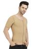 Dermapress Gynecomastia Compression garment with Short Sleeve| MICROPOLY FABRIC | Front Zip and Hook Closer| Tomboy Chest Binder| Chest, Abdomen & Back Support for Men| (Beige, XXL) view 4