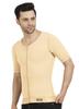 Dermapress Gynecomastia Compression garment with Short Sleeve| MICROPOLY FABRIC | Front Zip and Hook Closer| Tomboy Chest Binder| Chest, Abdomen & Back Support for Men| (Skin, XXL) view 3