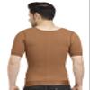 Dermapress Gynecomastia Compression garment with Short Sleeve| MICROPOLY FABRIC | Front Zip and Hook Closer| Tomboy Chest Binder| Chest, Abdomen & Back Support for Men| (Brown, 3XL) view 2