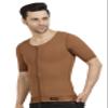 Dermapress Gynecomastia Compression garment with Short Sleeve| MICROPOLY FABRIC | Front Zip and Hook Closer| Tomboy Chest Binder| Chest, Abdomen & Back Support for Men| (Brown, 3XL) view 4