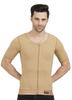Dermapress Gynecomastia Compression garment with Short Sleeve| MICROPOLY FABRIC | Front Zip and Hook Closer| Tomboy Chest Binder| Chest, Abdomen & Back Support for Men| (Beige, XL) view 1