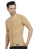 Dermapress Gynecomastia Compression garment with Short Sleeve| MICROPOLY FABRIC | Front Zip and Hook Closer| Tomboy Chest Binder| Chest, Abdomen & Back Support for Men| (Beige, XL) view 3