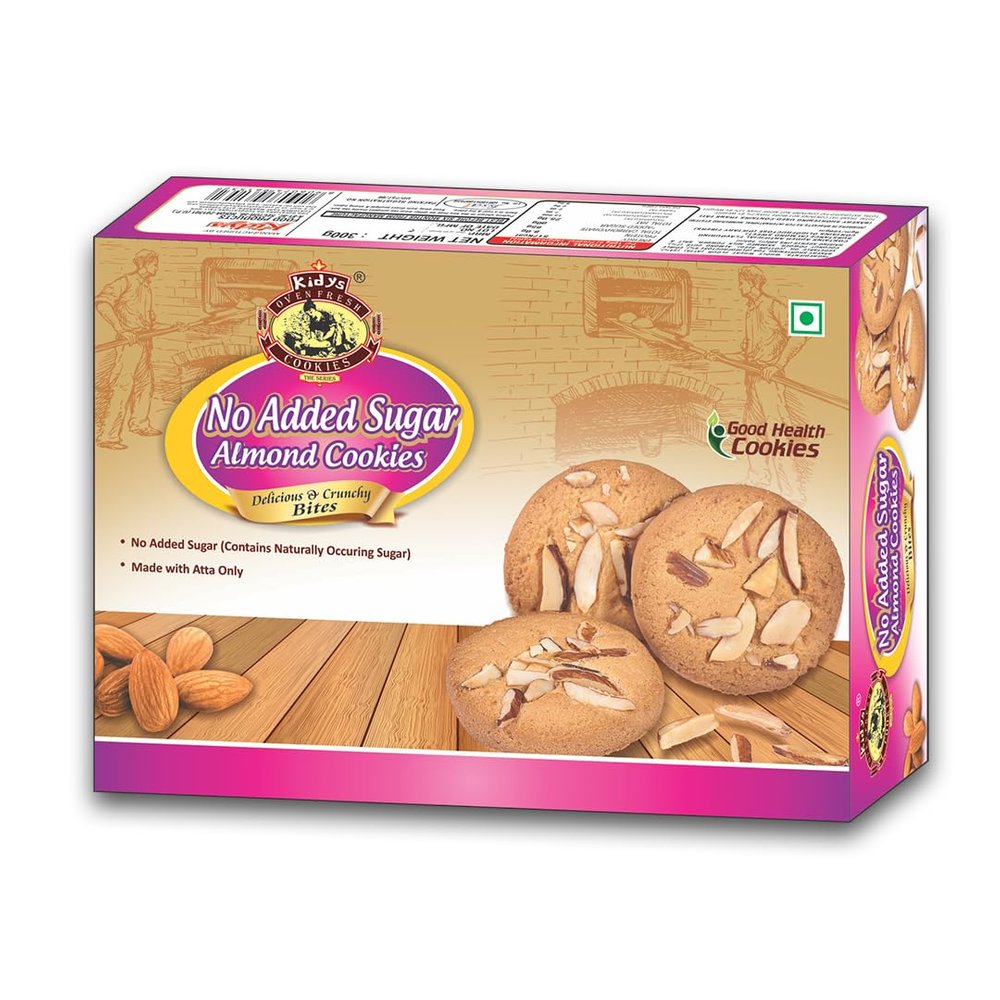 Kidys No Added Sugar Almond Cookies, Whole Wheat Atta, 300g