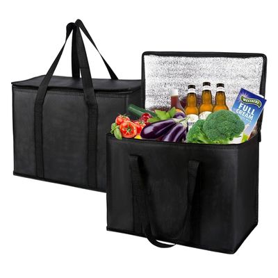 Shrux Insulated Grocery shopping bags- Reusable Thermal Hot and Cold Food Storage and Transport Bag With Zipper Closer | Camping and Picnic Use Food, Snacks and Vegetable Fresh Keeping Bag