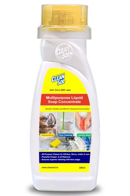 Cleansol Multipurpose Liquid Soap Concentrate | All-Purpose Cleaner for Kitchen, Dishwashing, Floors & Cars | Heavy-Duty Grease Remover - 250 ml