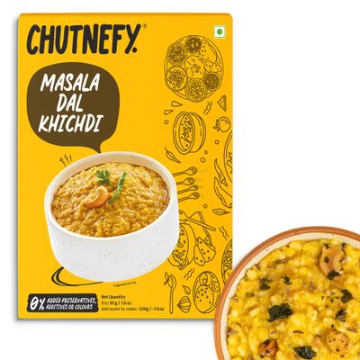 Chutnefy Masala Dal Khichdi | 100% Natural Ingredients | Pack of 1 * 50gms (Dry) | Add Boiling Hot Water to make 170ml | 1-2 Servings | No Preservatives Loaded with Ghee & Nuts