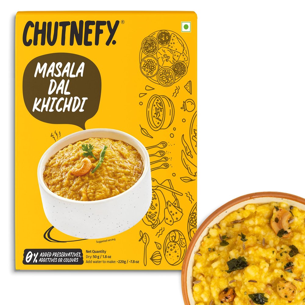 Chutnefy Masala Dal Khichdi | 100% Natural Ingredients | Pack of 1 * 50gms (Dry) | Add Boiling Hot Water to make 170ml | 1-2 Servings | No Preservatives Loaded with Ghee & Nuts