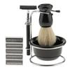 BAZPUR MART Anself 5 in 1 Men's Manual Razor Set Stainess Steel Stand Holder Wet Shaving Beard Razor Shaving Brush Bowl view 2