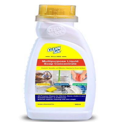Cleansol Multipurpose Liquid Soap Concentrate | All-Purpose Cleaner for Kitchen, Dishwashing, Floors & Cars | Heavy-Duty Grease Remover - 500 ml