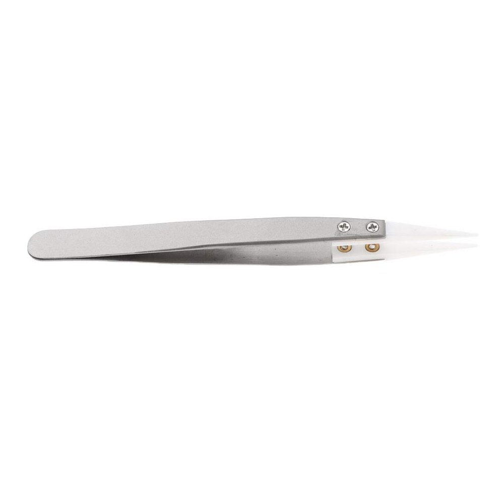 BAZPUR MART Heat-resistant Ceramic Tweezers w/Pointed Tips White Tips+Frosted Handle