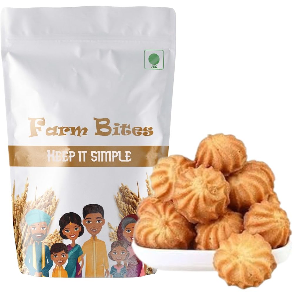 Farm Bites: Home Made Butter Biscuits | Low Sugar & Low Calories Tasty - 500 Grams