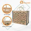 DOUBLE R BAGS Eco Reusable Yoga Print Jute Bag | Waterproof Medium Tote for Grocery, Vegetables, Milk, Lunch | Unisex Kitchen Carry Bag with Hard Grip Handle (Pack of 3, 34X20X43cm, 1 Compartment) view 3