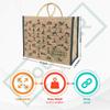 DOUBLE R BAGS Eco Reusable Yoga Print Jute Bag | Waterproof Medium Tote for Grocery, Vegetables, Milk, Lunch | Unisex Kitchen Carry Bag with Hard Grip Handle (Pack of 3, 34X20X43cm, 1 Compartment) view 4